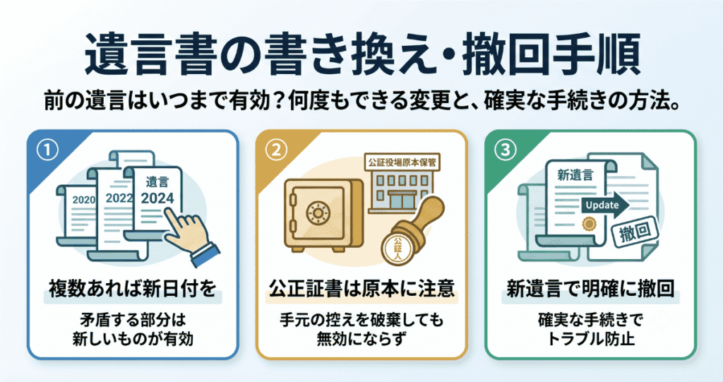 遺言書の書き換え・撤回手順 前の遺言は有効なのか?